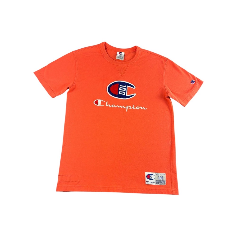 Champion 100th Anniversary Orange Graphic T Shirt Medium M Logo Tee